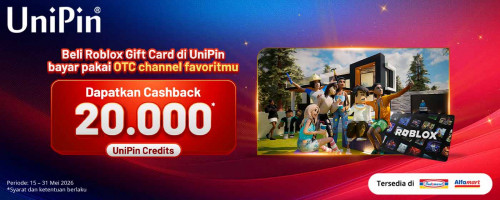 Top Up Roblox Gift Card Makin Untung! Dapatkan Cashback 20.000 UC Bayar di Indomaret & Alfamart!